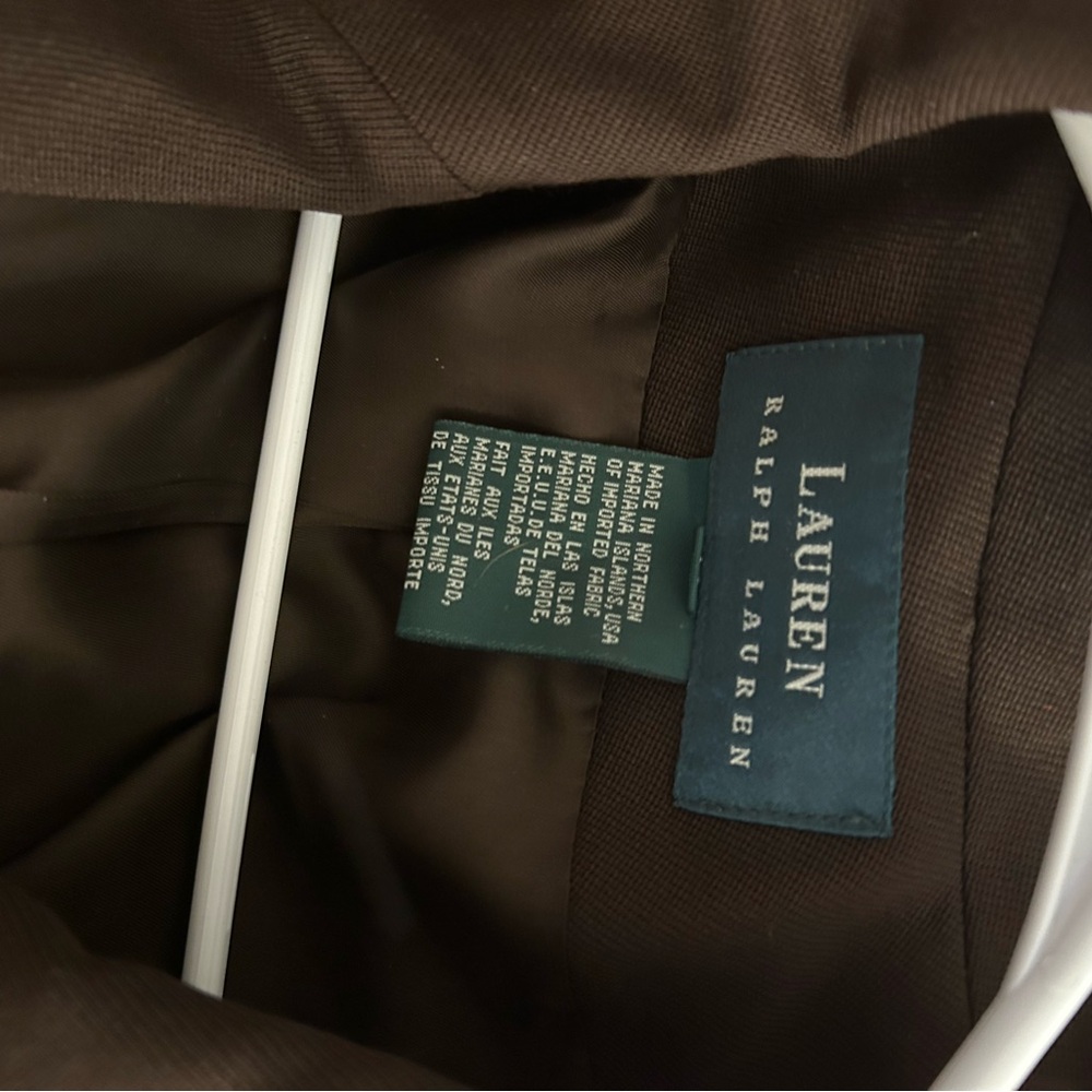 Lauren Ralph Lauren Women’s Chocolate Brown Wool Blazer Size 14 - Picture 6 of 7